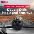 KANPAS Compass for Car/Small Dashboard Compass/Compass for Boat/No Leaking Compass/Double Dial/Luminous