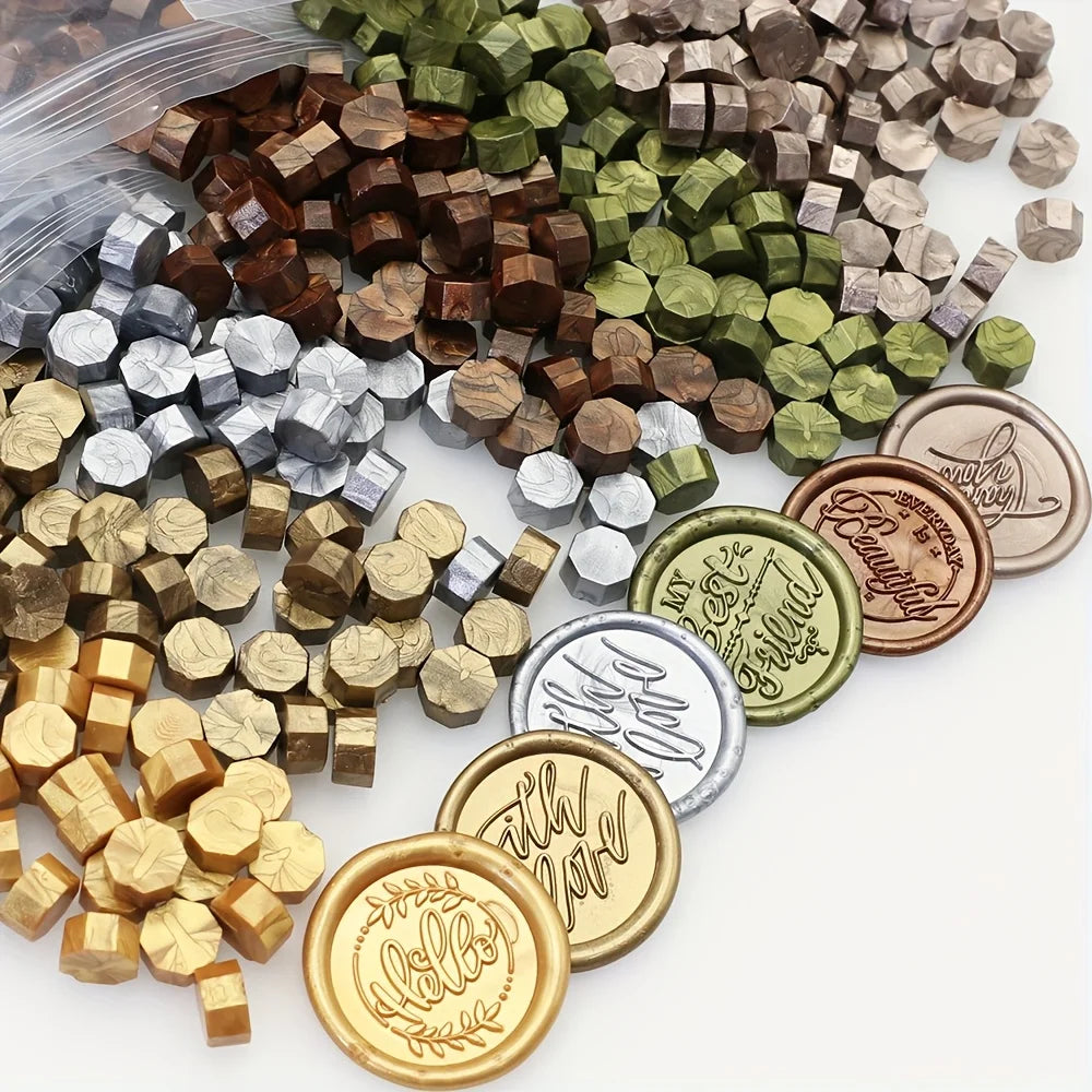 100pcs/bag Octagonal Sealing Wax Beads for Wax Stamps is Suitable for Wedding Invitations, Envelope Cards, Christmas Gift