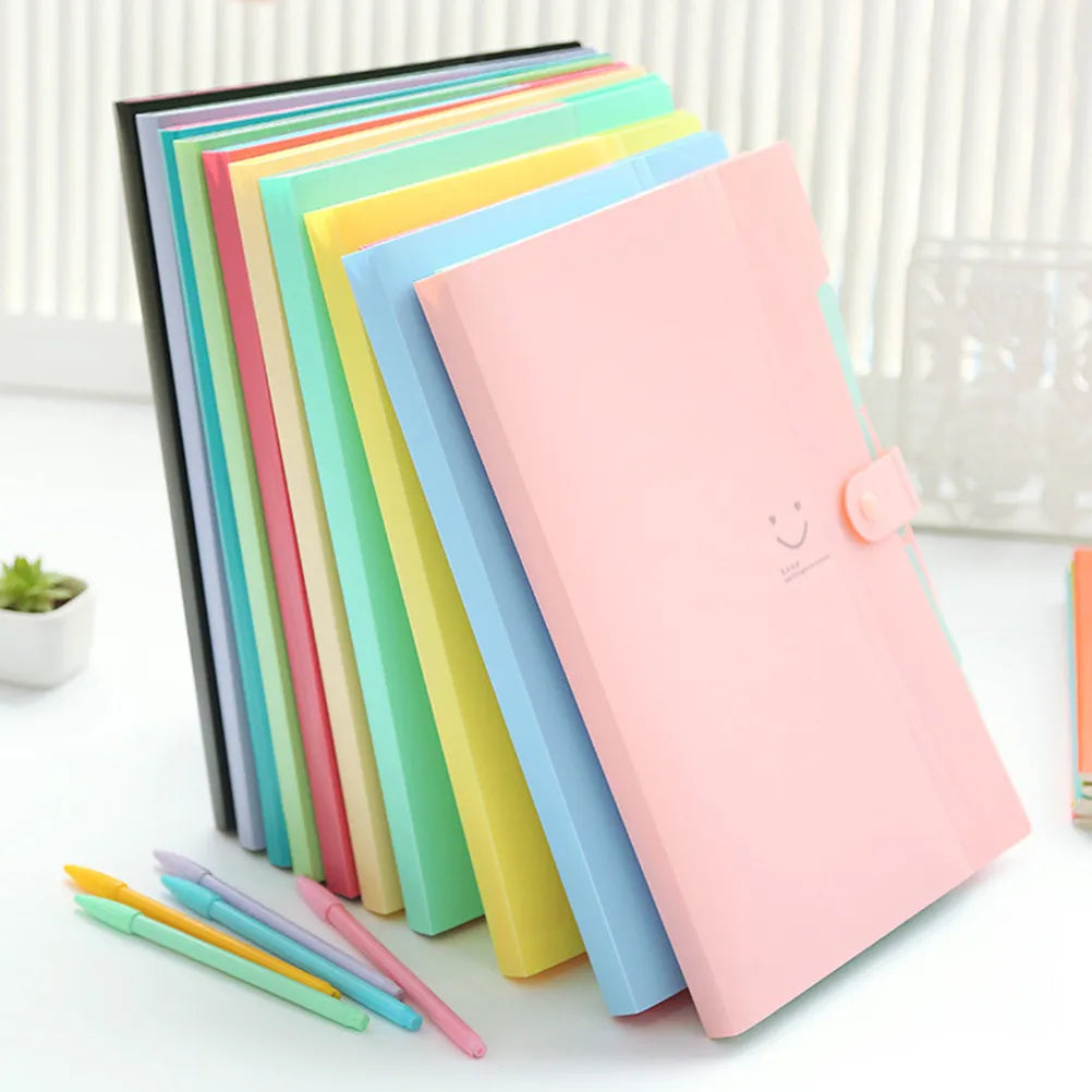 A4 Letter Size 5 Pocket Plastic Accordion File Folder Snap Closure Heavy Duty Dust Resistant Paper Organizer for Professional