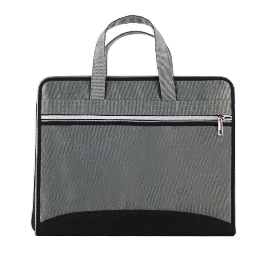 Versatile Canvas A4 Documents File Bag Large Capacity Double Zipper Accordion Folder 12-Layer Business Briefcase