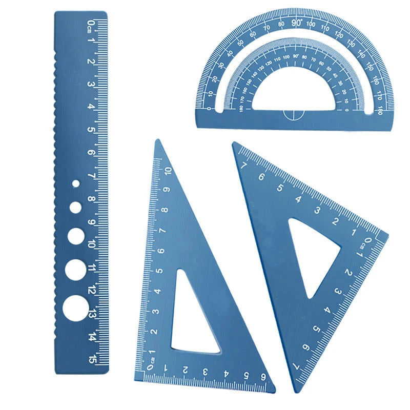 4pcs Metal Ruler Set - 6 Colors Maths and Drawing Tools, Drafting Rulers for Students and Designers