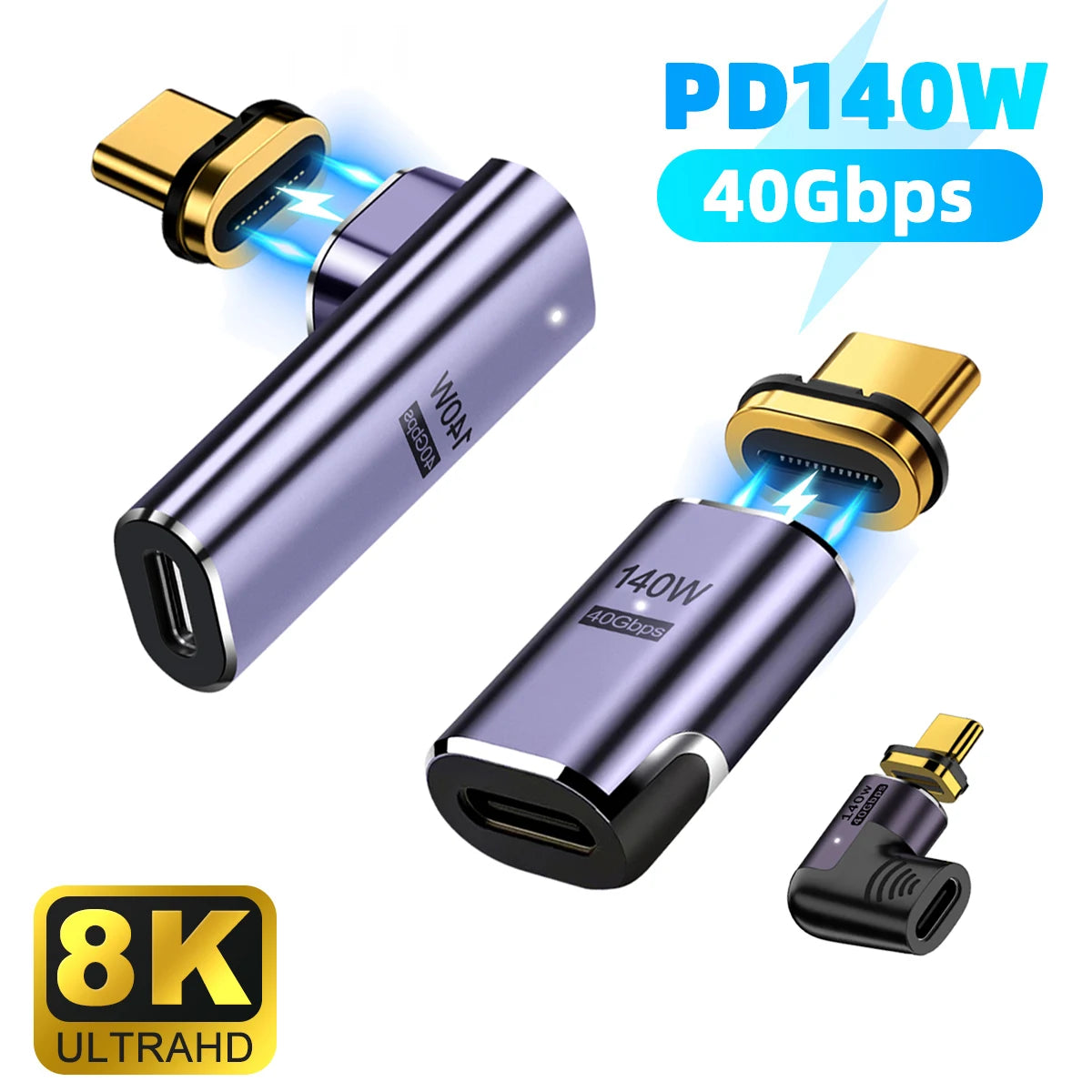 140W USB4.0 40Gbps Thunderbolt3 Magnetic Type-C OTG USB C To USB-C Fast Charge Magnet Converter Cable 8K@60Hz USB Type C Adapter
