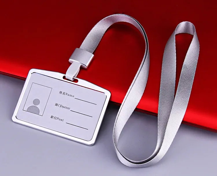 Fashion Card Cover Women Lanyard Aluminum Alloy Work ID Card Holder Business Work Card ID Badge Holder Metal Bags Case