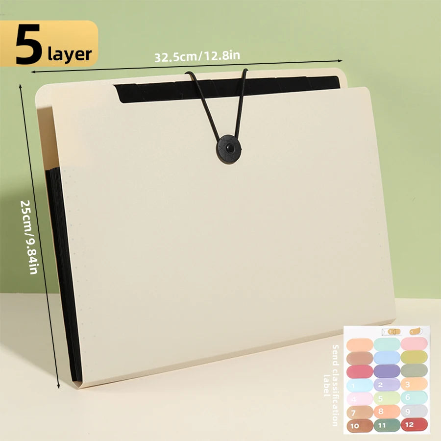 Three Colors Horizontal A4 Folder Students Office Business Trip Multi-layer Large Capacity 5/8/13 Layers Storage Organ Bag