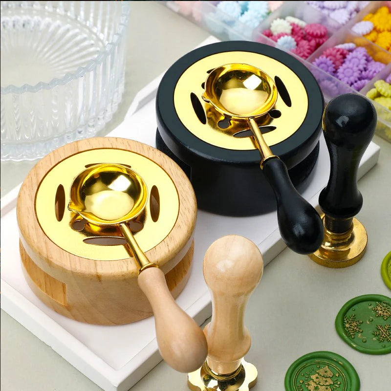 DIY Sealing Wax Spoon Bead Melting Heater Lacquer Furnace Solid Wood Stove Seal Supplies For Stamp Wax Stamp Craft Wedding Gifts