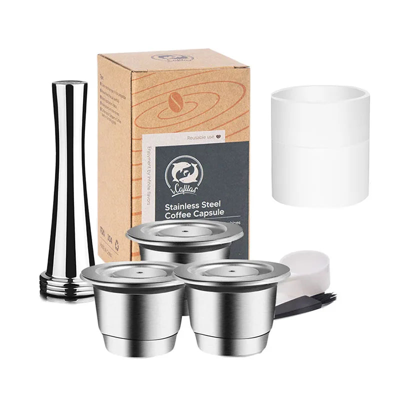 Reusable Nespresso Coffee Capsules Cup Stainless steel Refillable Coffee Capsule Refilling Filter Coffeeware