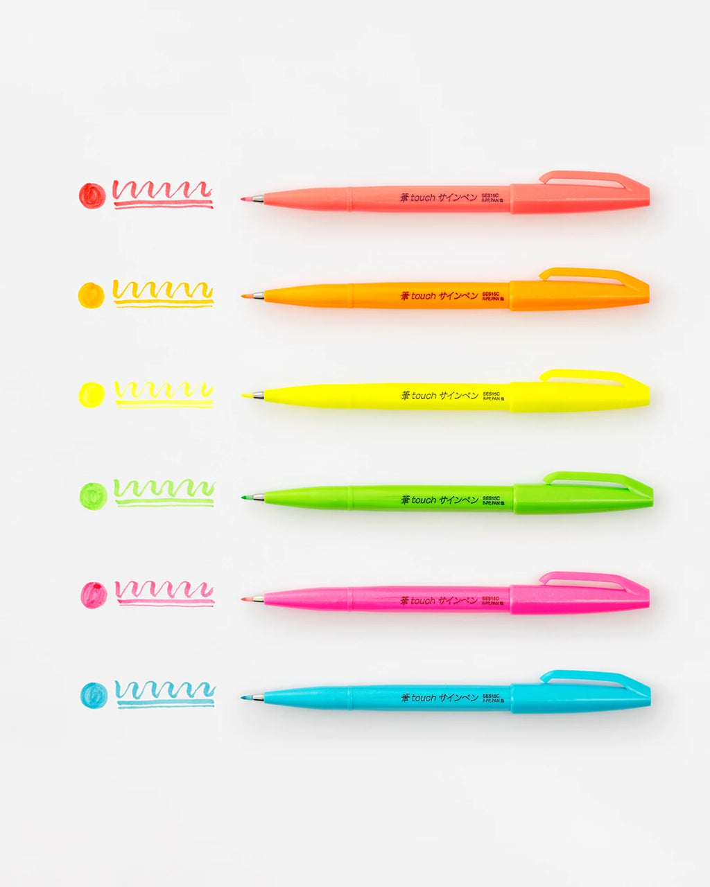 1PC Pentel Fude Brush Touch Sign Pen Bright Pastel Colors with A Flexible Tip That Allows You To Enjoy Touch of A Brush SES15C