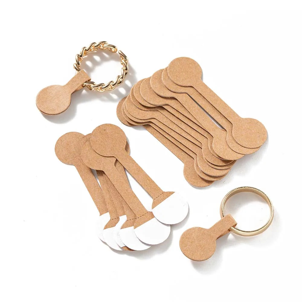 100/200pcs Rectangle Blank Jewelry Price Tag Self Adhesive Barbell Sticker Card Necklace Earring Display Repair Label Packaging