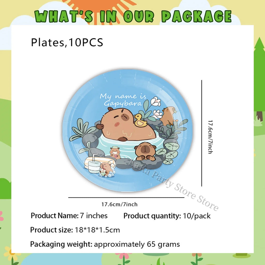 Capybara Party Theme Decoration Capybara Birthday Napkins Tablecloth Cup Plate Baby Shower Capybara Birthday Girl Party Favor