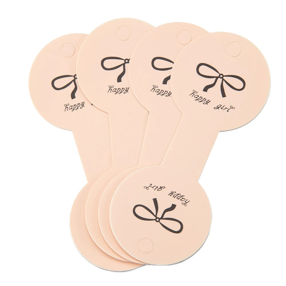 50pcs 4x10cm Necklace Display Cards Bracelet Hair Rope Packing Cards Pink Bow Hanging Cards for DIY Jewelry Retail Price Tags