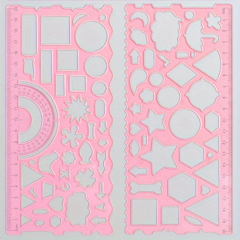 2pcs/set Multifunctional Geometric Ruler for Drawing and Crafting - Flower, Semicircle, and Geometric Patterns - Fun