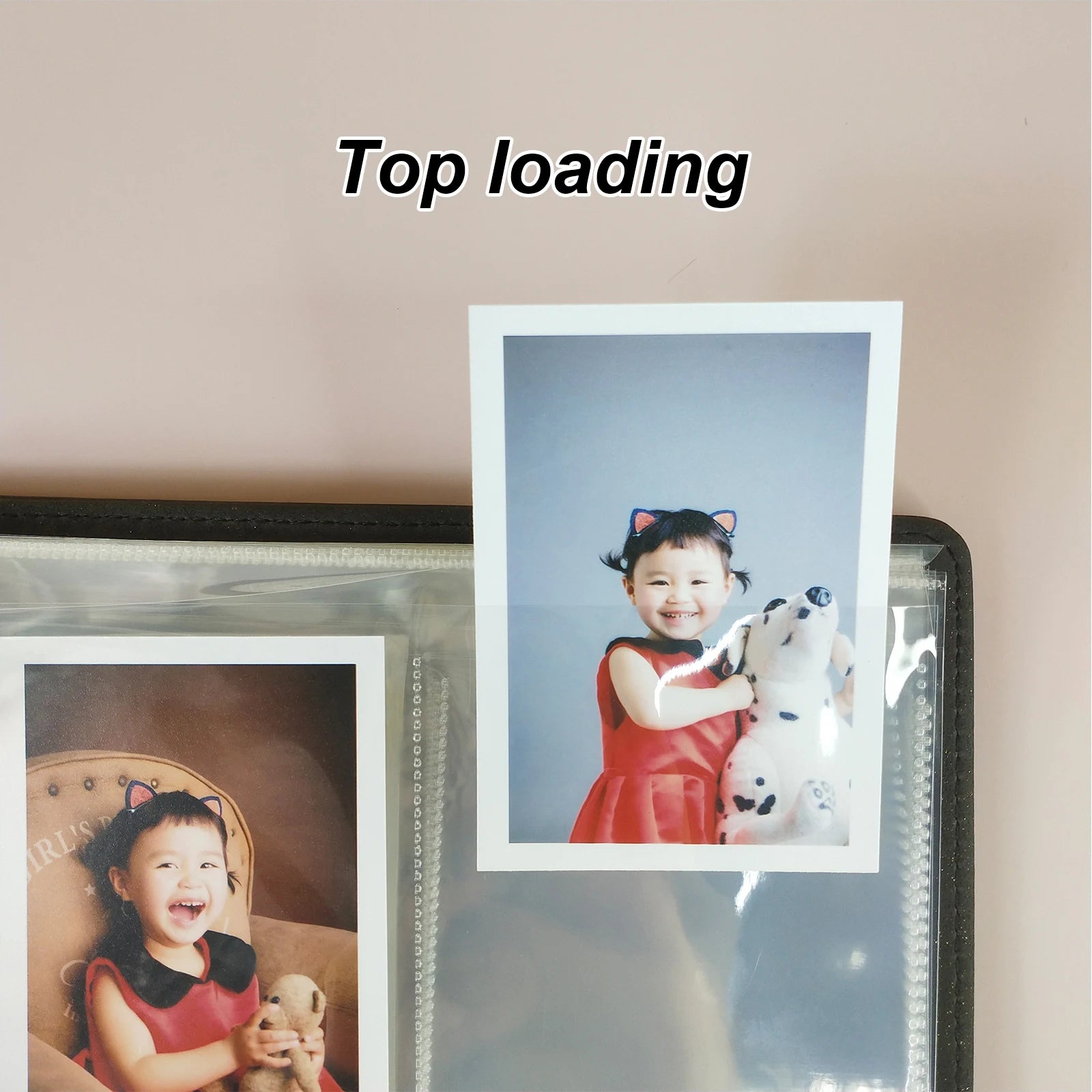PLRBOK A5 Glitter Leather Photo Cards Album 3 Rings 7.6×9.8mm Kawaii Cute Binder Photocard 20 Sheets 4 Pockets Sleeves 80 Photos
