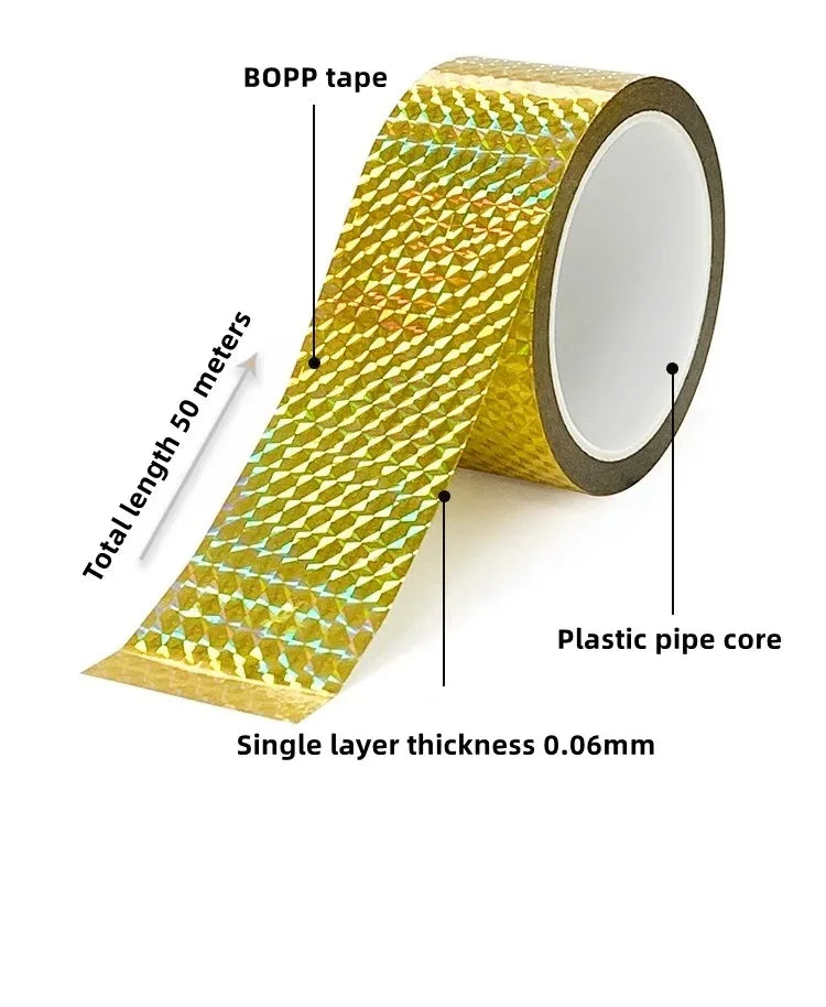 30/50M Self-Adhesive Decorative Laser Tape DIY Glitter Party Gift Packing Home Decor Tape Hot Stamping Sticker Gold Silver Tape