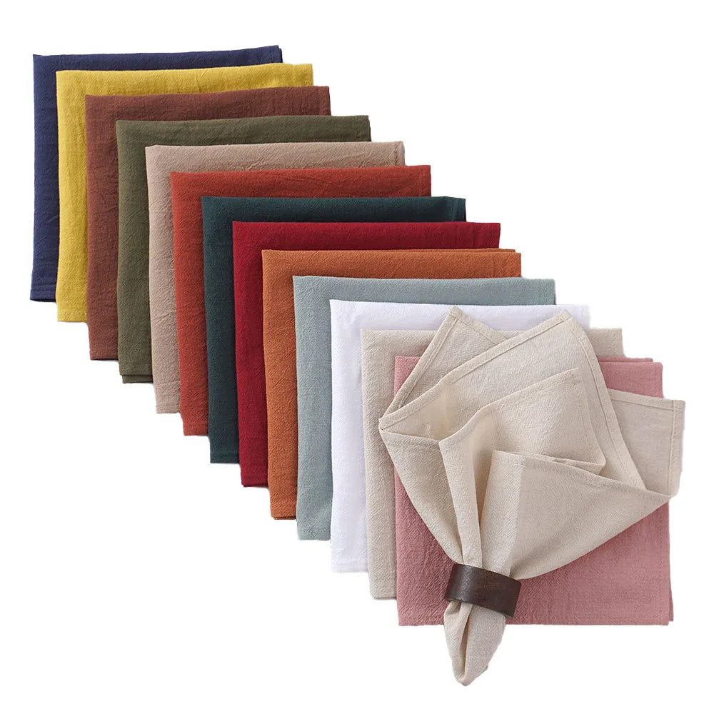 Cloth Napkin 40x40cm Washed Cotton Plain Washed Cotton Soft Rustic Table Napkin for Wedding Christmas Party Daily Family Meals