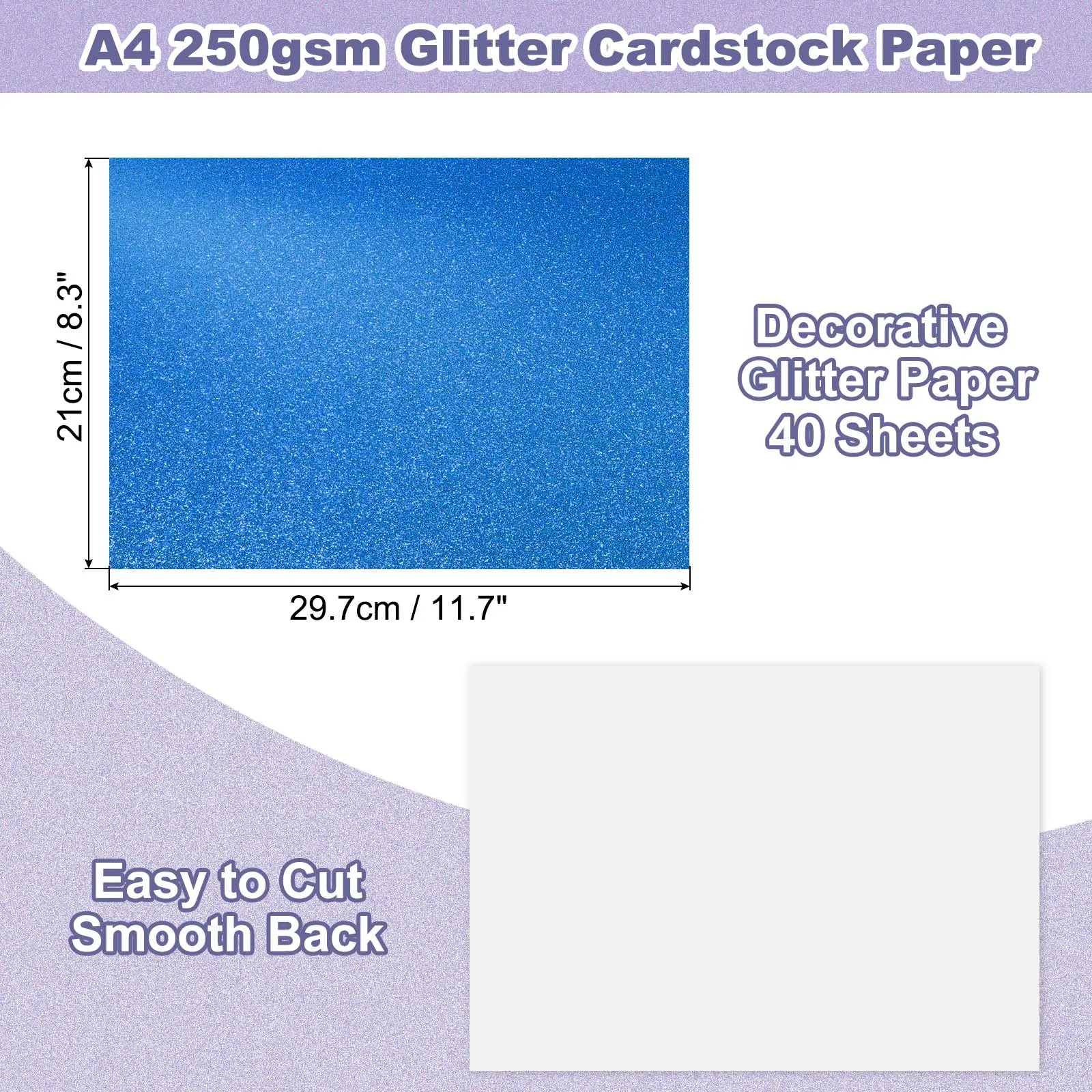 40Sheets A4 Glitter Cardstock Glitter Paper Card Stock Shiny Scrapbook 250gsm Sparkly Paper Large Shimmer for Scrapbook DIY Art