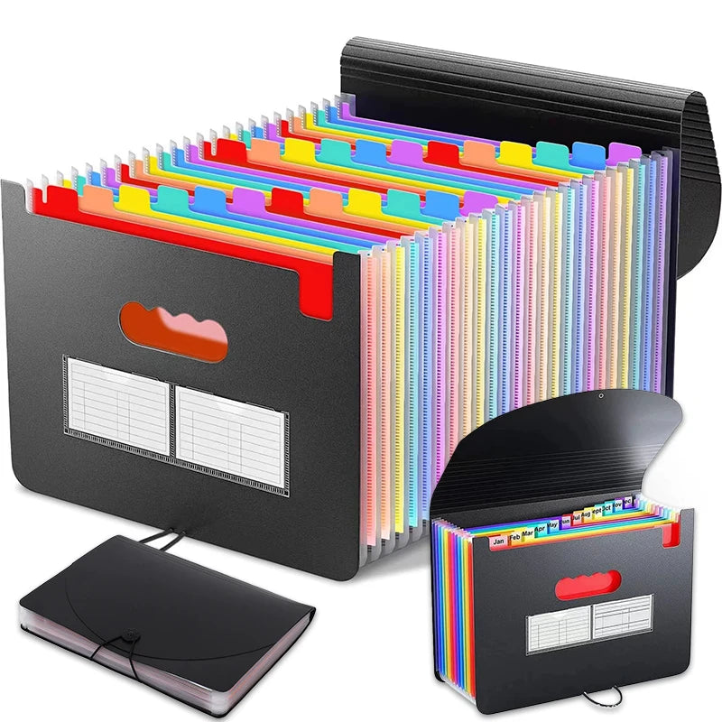 Expanding File Folder 13/25 Pockets Accordion File Organizer/Portable Expandable Plastic Filing Box, Accordion Bill/Paper