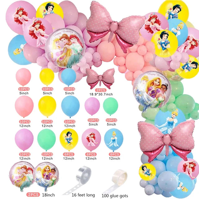 Princess Party Supplies Birthday Disposable Tableware Set  Tablecloth Paper  Plate Napkin for Kid Girl Birthday Supplies