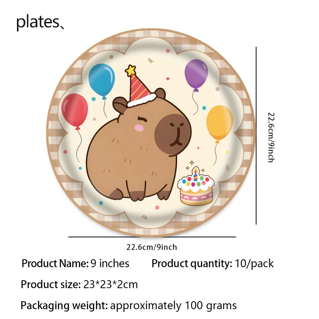 Birthday Decoration Capybara Birthday Invitation Card Cup Tablecloth Plate Napkin Poster Baby Shower Birthday Girl Party Favors