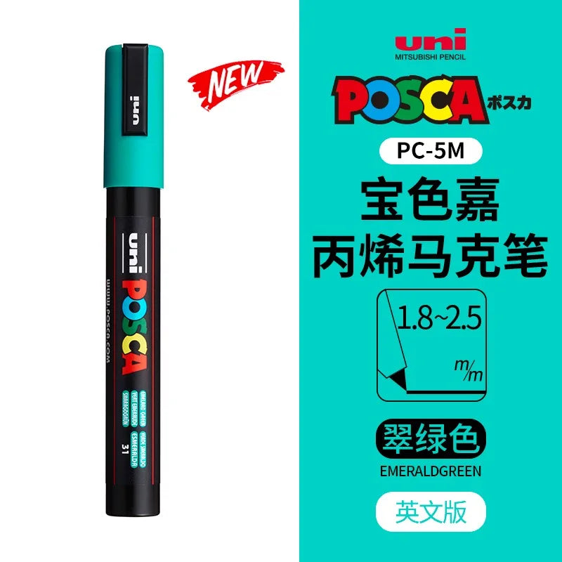 uni POSCA POP Water-Based Marker,Assorted Colors PC-1M/3M/5M 0.7~2.5mm Tips Professional Acrylic Paint Pen for Artists&Designers