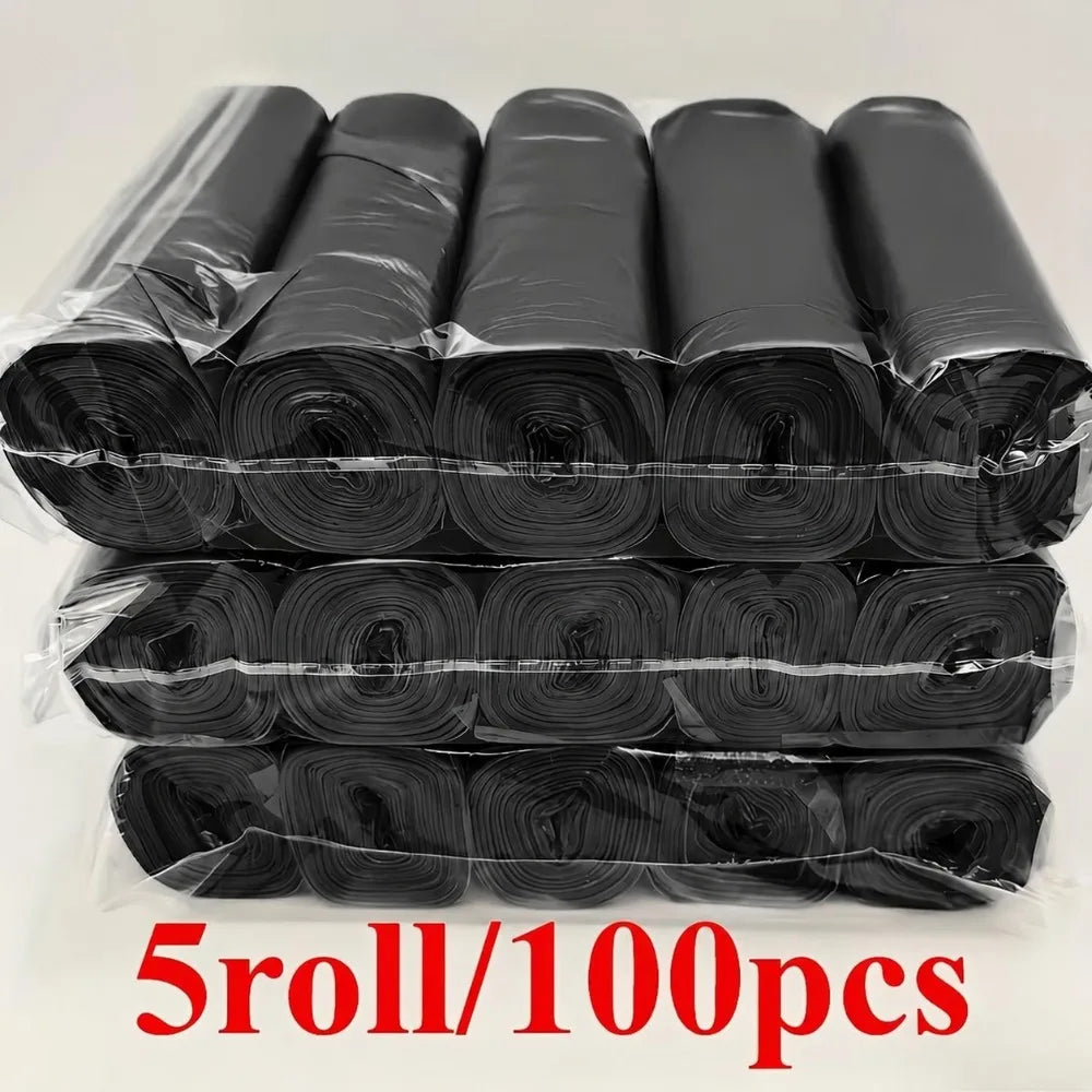 100 Large Black Trash Bags – Leak-proof, Durable Polyethylene