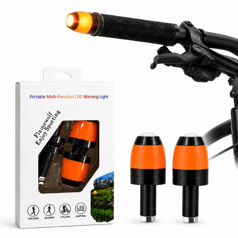 2Pcs Bicycle Handlebar Plug LED Light Intelligent Turn Signal Waterproof MTB Bar End Warning Lamp Night USB Rechargeable