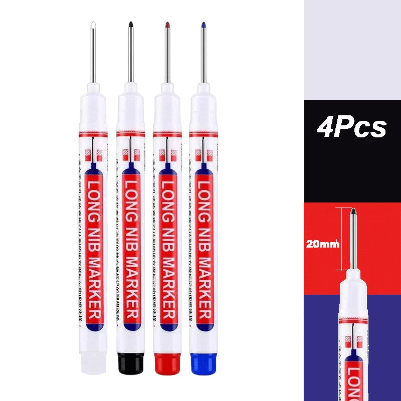 4-100Pcs 2cm Waterproof Long Head Markers Deep Hole Marker Pen for Metal Carpenter Red/Black/Blue/Green /White Woodworking Tools
