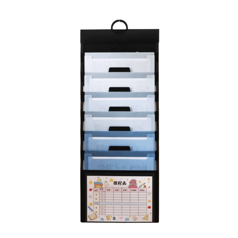 6 Pockets Hanging File Folders Wall Mounted Large Capacity Expandable Accordian Pockets Multi-color File Organizer Magazine