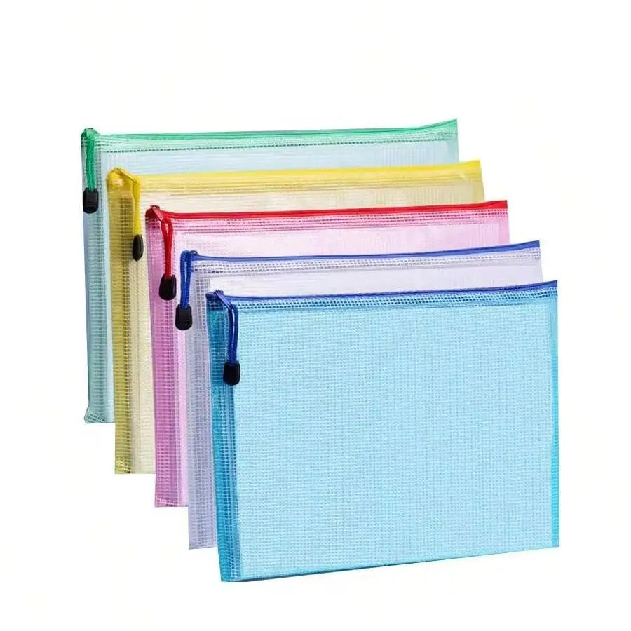 Large Capacity Waterproof A4 File Bag Zipper Document Storage Bag for Desktop Game School Textbook Suitable Office Supplies
