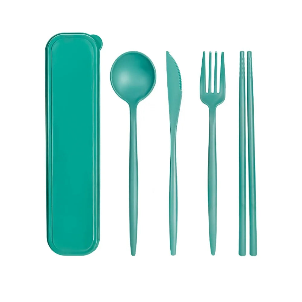 New Wheat straw Wheat Straw Dinnerware Set Eco-Friendly Portable Utensil Box Tableware Cutlery Set Travel