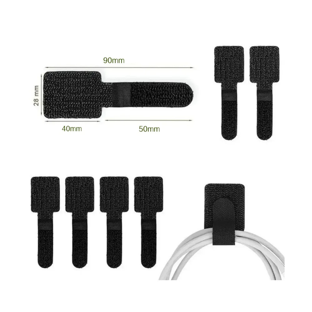 Self Adhesive Reusable Cable Ties Velcro Fastening Wire Organizer Adjustable Cord Holder for Desk Power Cord Management