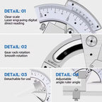 Universal Bevel Protractor 0-320° Precision Angle Finder Stainless Steel Vernier Scale for Woodworking Metalworking Machining