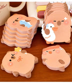 4 books 240 pages Capibala self-adhesive sticky notes for students, cute messages, white sticky notes, capybara office logs