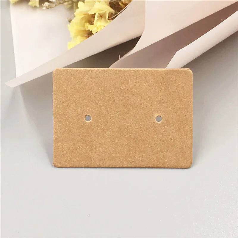 3.5*2.5cm 100Pcs/lot Kraft Paper Ear Studs Hang Tag Jewelry Display Card Earring Kraft Paper Tag Ear Ring Paper Hang Price Tags