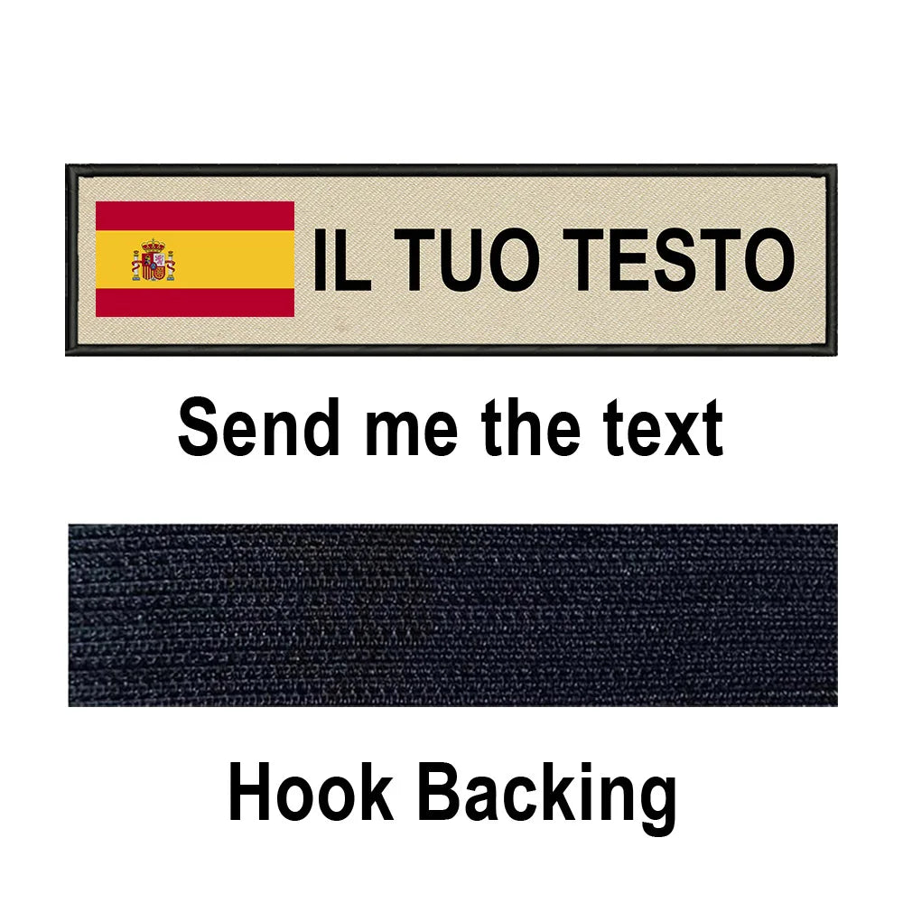 Custom Spain Flag Patch Tactical Patches Personalized Name Stripes Badge Tags Chevrons Armband Hook Loop For Military Backpack