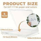 4/8 Pack A4 Plastic Storage Containers with Lids Organizing Home and Office, Gift Boxes for Presents, Document Storage for Pap