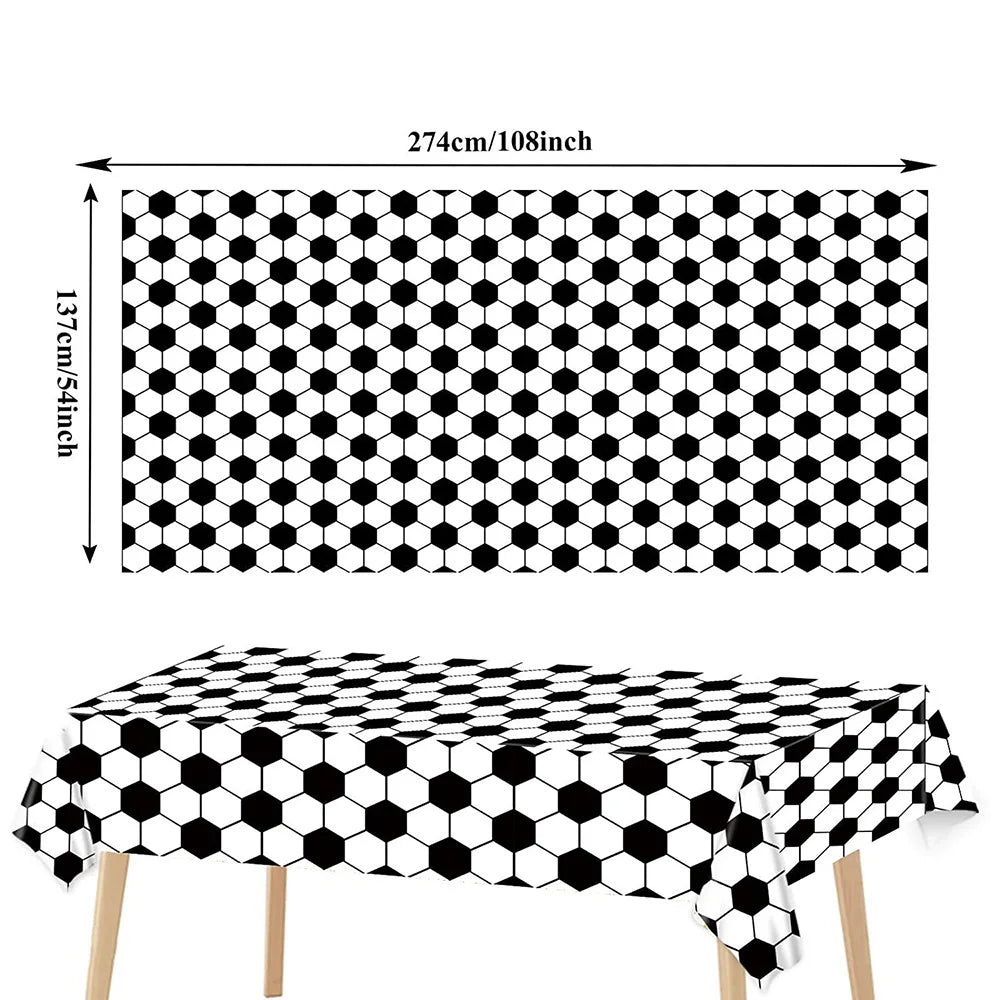 1pc Soccer Plastic Tablecloth Birthday Soccer Day for Soccer Birthday Decoration Disposable Party Soccer Table Cover Tableware