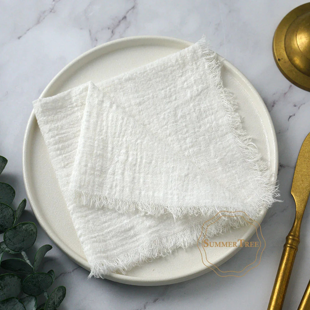 10pcs 32x32cm Cotton Gauze Napkins Retro Burr Design Napkin for Vintage Wedding Receptions Banquets Christmas Table Decoration