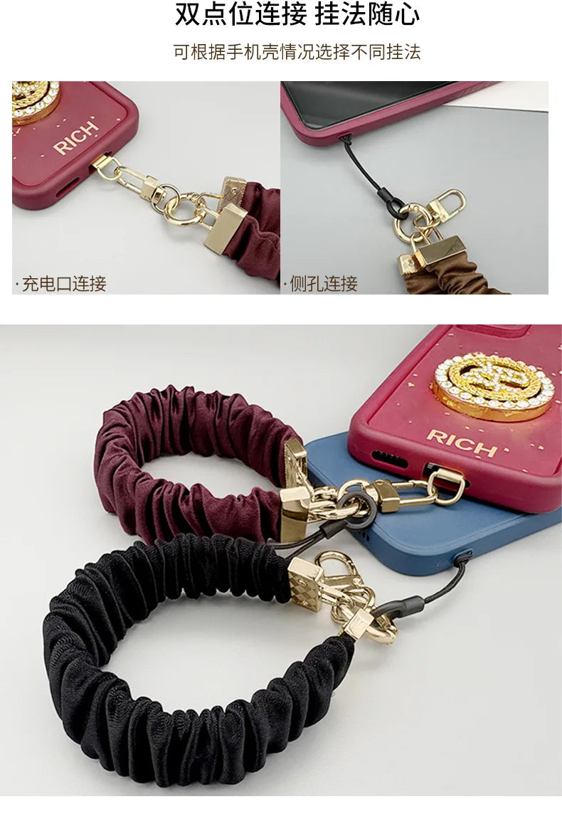 Mobile Phone Lanyard Cloth Anti-lost Mobile Phone Chain Women's Phone Lanyard High-grade Wrist Bracelet for Women Decoration