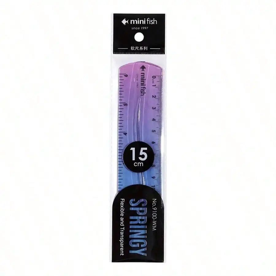 20cm/15cm Flexible Soft Ruler Gradient Rainbow Color Style Dual Unit Measurement in Cm and Inch  for Office Students School Use
