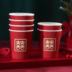 20Pcs/set Chinese Style Cups Wedding Supplies Three-Layer Thickening Disposable Wedding Decoration Red Cups for Party Supplies