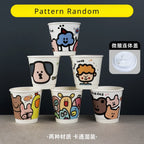 25pcs 90 Caliber Disposable Coffee Cups Fresh Milk Hot Drink Thickened Cartoon Paper Cup Milk Tea Takeaway Packag Cup with Lid