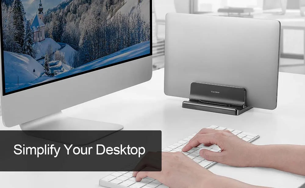 Dual-Slot Vertical Laptop Stand Holder Adjustable Double Desktop Notebook Dock Space-Saving for MacBook HP Dell Chrome Book iPad