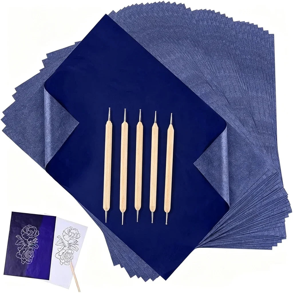 30Pcs A4 Blue Graphite Copy Paper Carbon Paper Pattern Letters Erasable Tracing Paper Copy Paper Reusable Image For Office Use