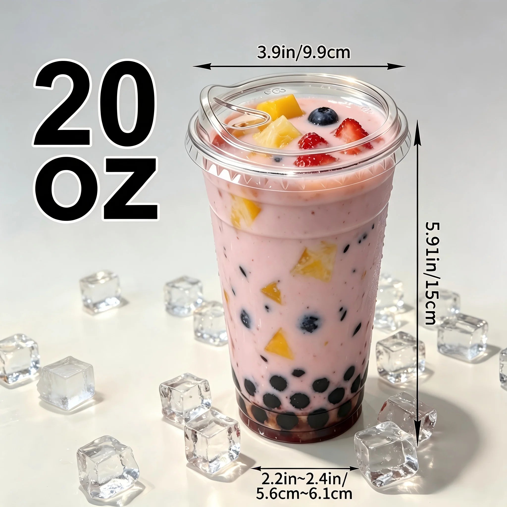 100 Sets Clear PET Reusable Cold Drink Cups With Straight Sip Lids, 12/16/20/24 Oz Freezer Safe Washable Plastic Cups Only For Cold Beverages, Ideal For Iced Coffee, Smoothies, Holiday Parties, Picnics, Family Gatherings And