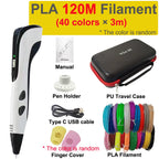New 3D Pen 3D Printing Pen for Children 1.75mm PLA Filament DIY Drawing Birthday Christmas Gifts for Kids with Travel Case