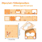 12/24pcs Cute Animals Sticky Notes Set, Refrigerator Memo Pads,Self-Stick Dog Cat Notes Pads for Home Office Gifts Supplies