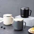 400ml 304 Stainless Steel Coffee Mugs Portable Cups Heat Insulation Anti-fall Thermos Mug Home with Cover and Handle Mug
