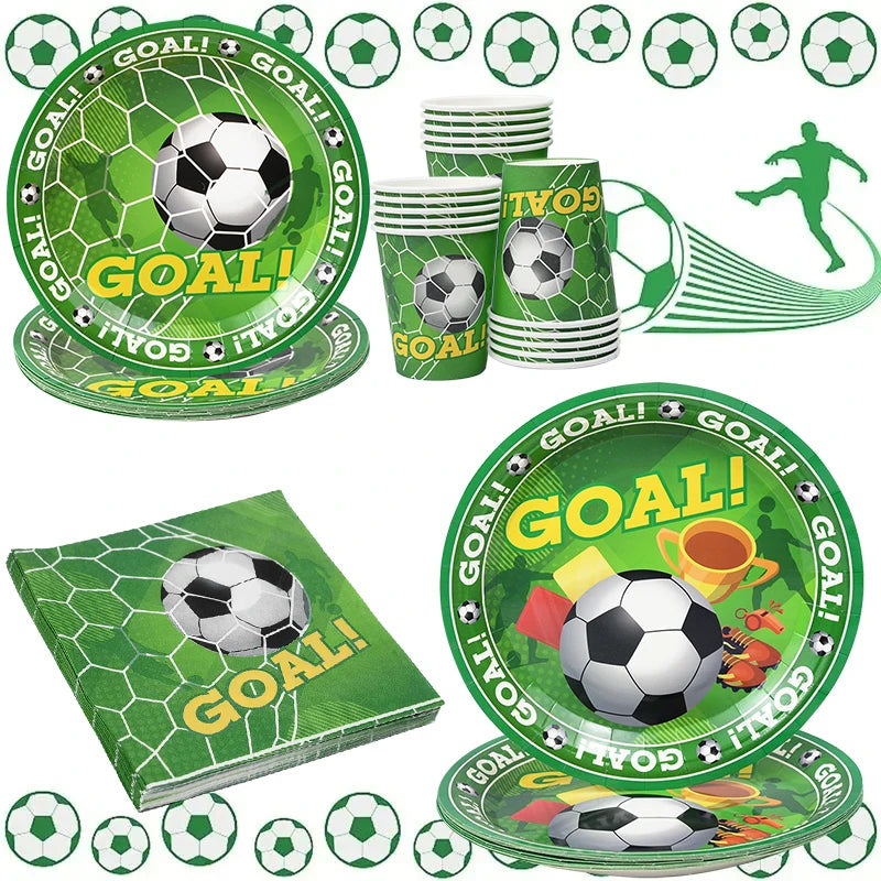 Soccer Party Disposable Tableware Paper Plates Cups Napkins Tablecloth Kids Boys Football Birthday Party Decoration Supplies