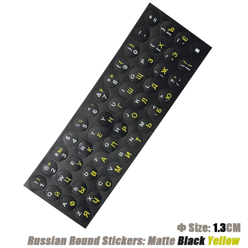 SR Russian 13 Colors Smooth Matte Circle Keyboard Sticker Language Protective Film Layout Button Letters PC Laptop Accessories