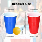 Cup Pong Game Set 22 Pcs 16 Oz Plastic Party Cups with 4 PCS Ping Pong Balls for Christmas New Year Gift  Gratuation Party